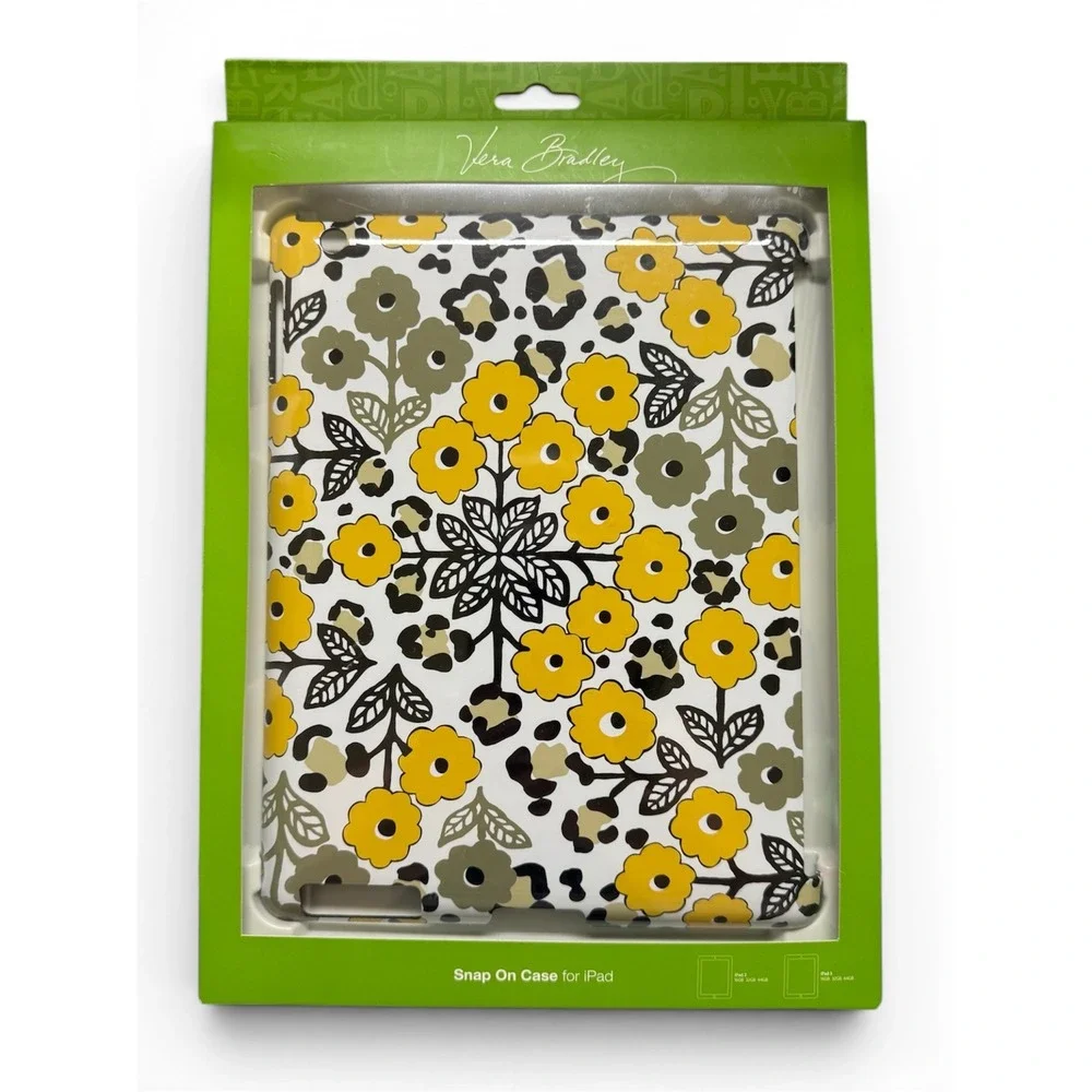 Vera Bradley Go Wild Floral Leopard Snap‎ On Case iPad 2 iPad 3 Yellow Grey NIB